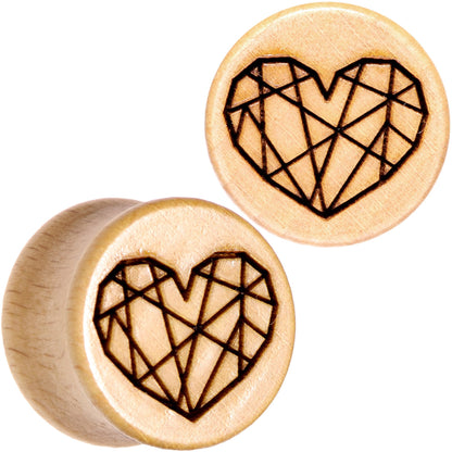 Organic Beechwood Geometric Heart Saddle Plug Set 0G to 25mm