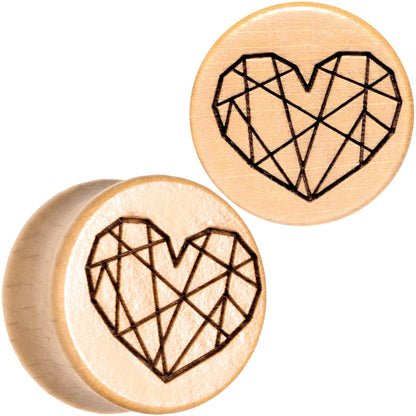 Organic Beechwood Geometric Heart Saddle Plug Set 0G to 25mm