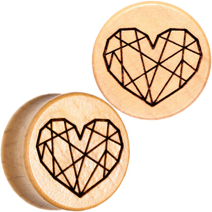 Organic Beechwood Geometric Heart Saddle Plug Set 0G to 25mm
