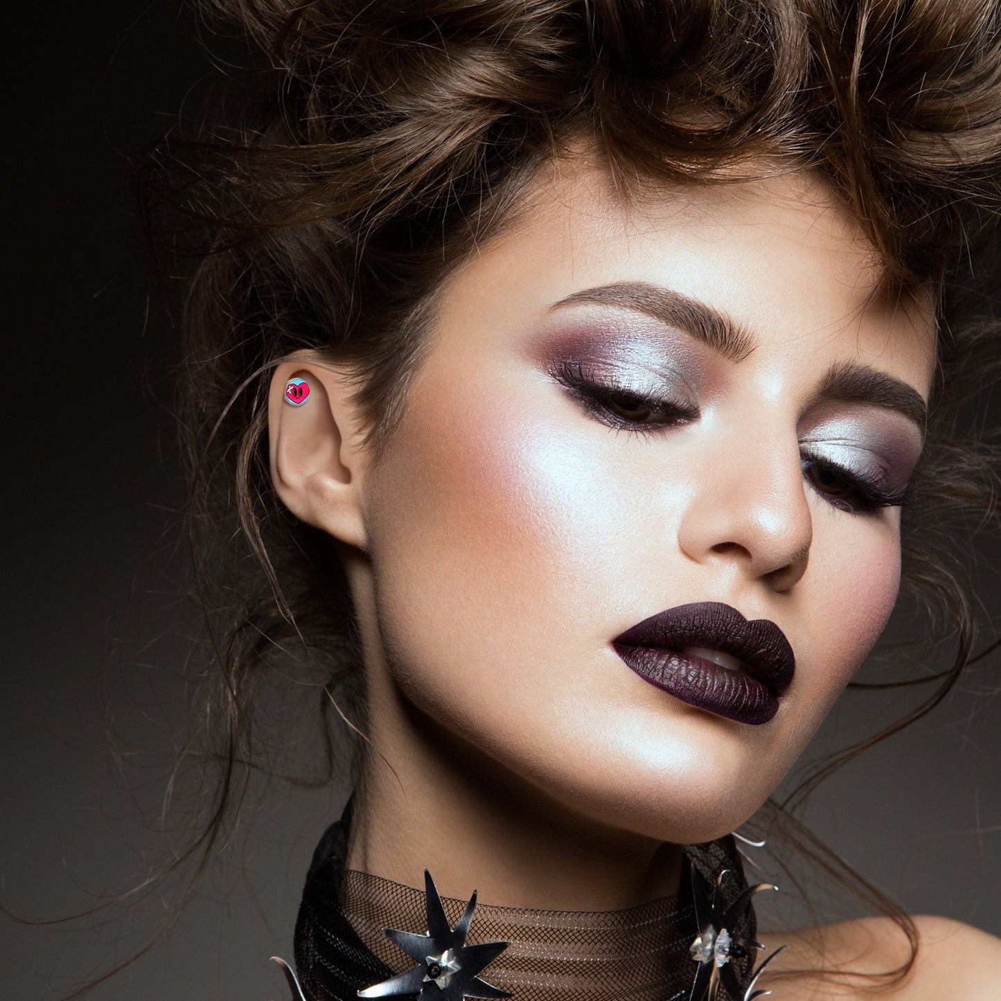 16G 1/4 Heartbreak Bandaged Heart Cartilage Tragus Earring by Onyx O