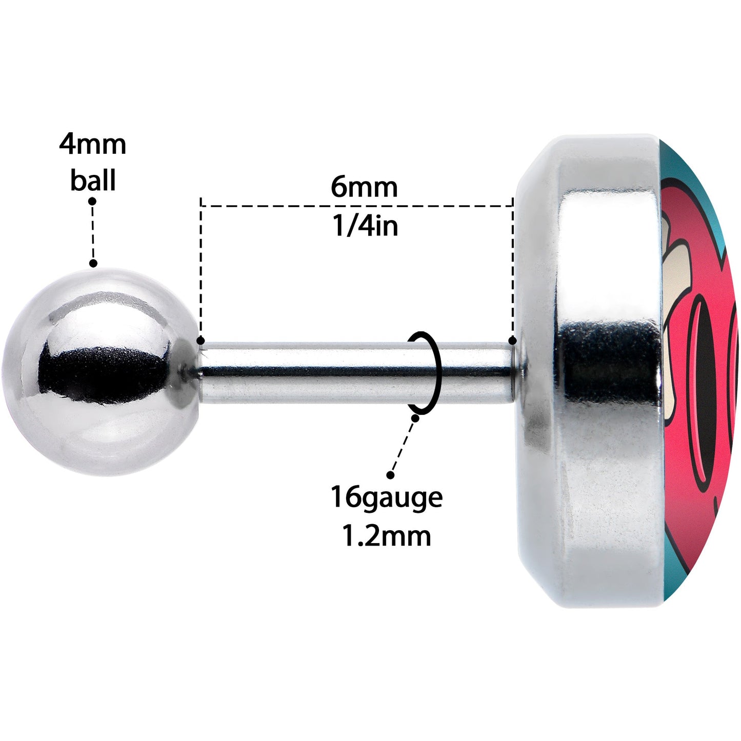 16G 1/4 Heartbreak Bandaged Heart Cartilage Tragus Earring by Onyx O