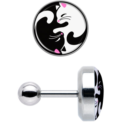 16G 1/4 Cute Kitty Cat Yin Yang Cartilage Tragus Earring by Onyx O