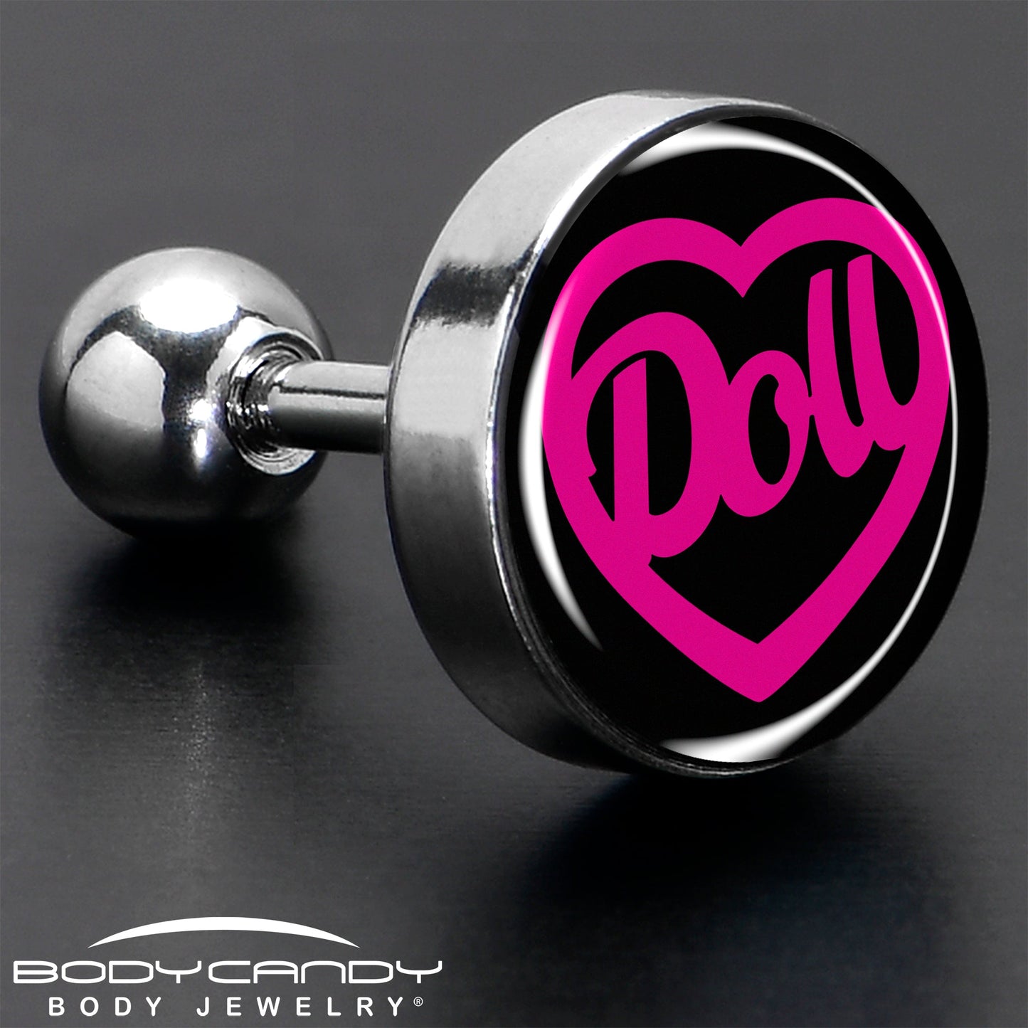 16G 1/4 Hollow Heart Doll Word Tragus Cartilage Earring by Onyx O