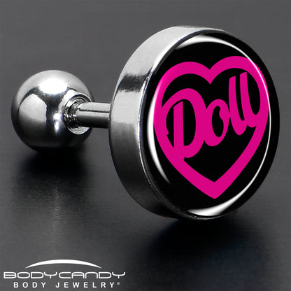 16G 1/4 Hollow Heart Doll Word Tragus Cartilage Earring by Onyx O