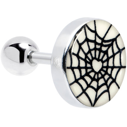 16G 1/4 Glow in the Dark Heart Spider Web Cartilage Tragus Earring