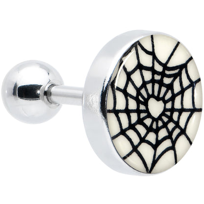 16G 1/4 Glow in the Dark Heart Spider Web Cartilage Tragus Earring