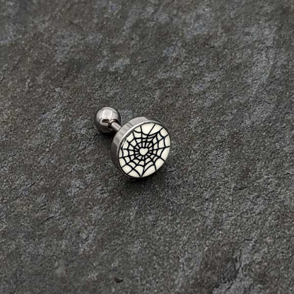 16G 1/4 Glow in the Dark Heart Spider Web Cartilage Tragus Earring