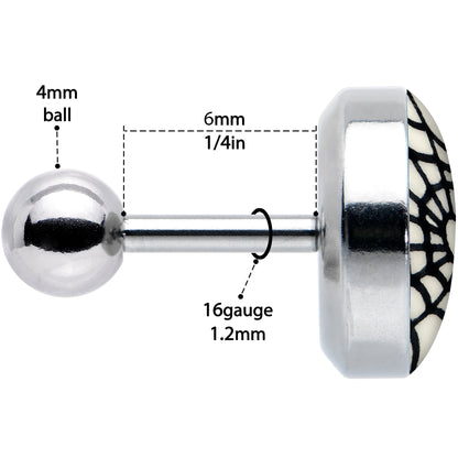 16G 1/4 Glow in the Dark Heart Spider Web Cartilage Tragus Earring