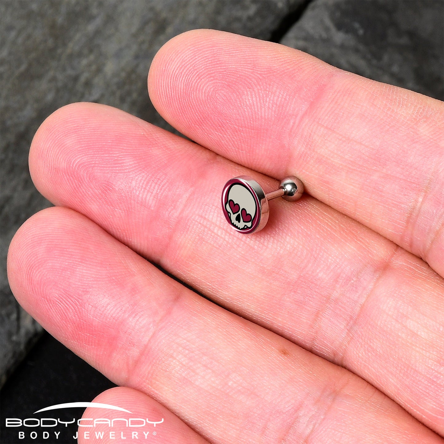 16G Valentine Heart Skull Tragus Cartilage Earring