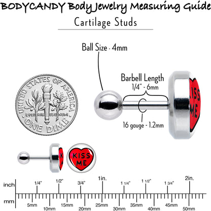 16G 1/4 Kiss Me Candy Heart Cartilage Tragus Earring by Onyx O