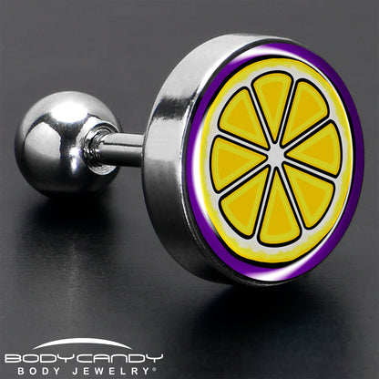 16G 1/4 Yellow Slice of Lemon Tragus Cartilage Earring by Onyx O