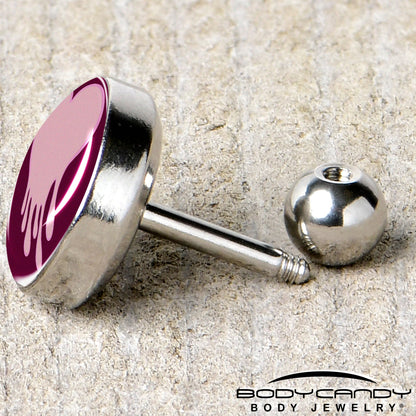 16G 1/4 Pinkish Melting Heart Tragus Cartilage Earring by Onyx O