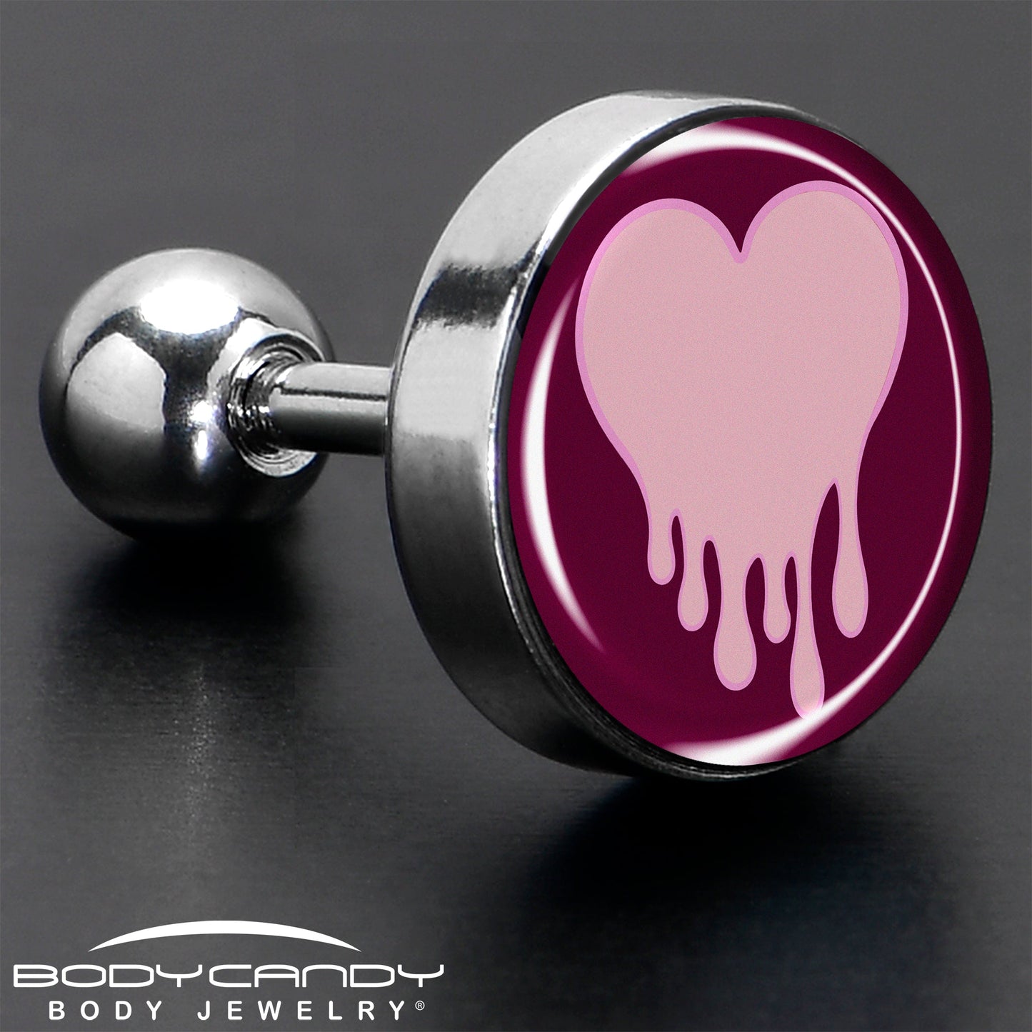 16G 1/4 Pinkish Melting Heart Tragus Cartilage Earring by Onyx O