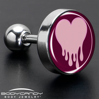 16G 1/4 Pinkish Melting Heart Tragus Cartilage Earring by Onyx O