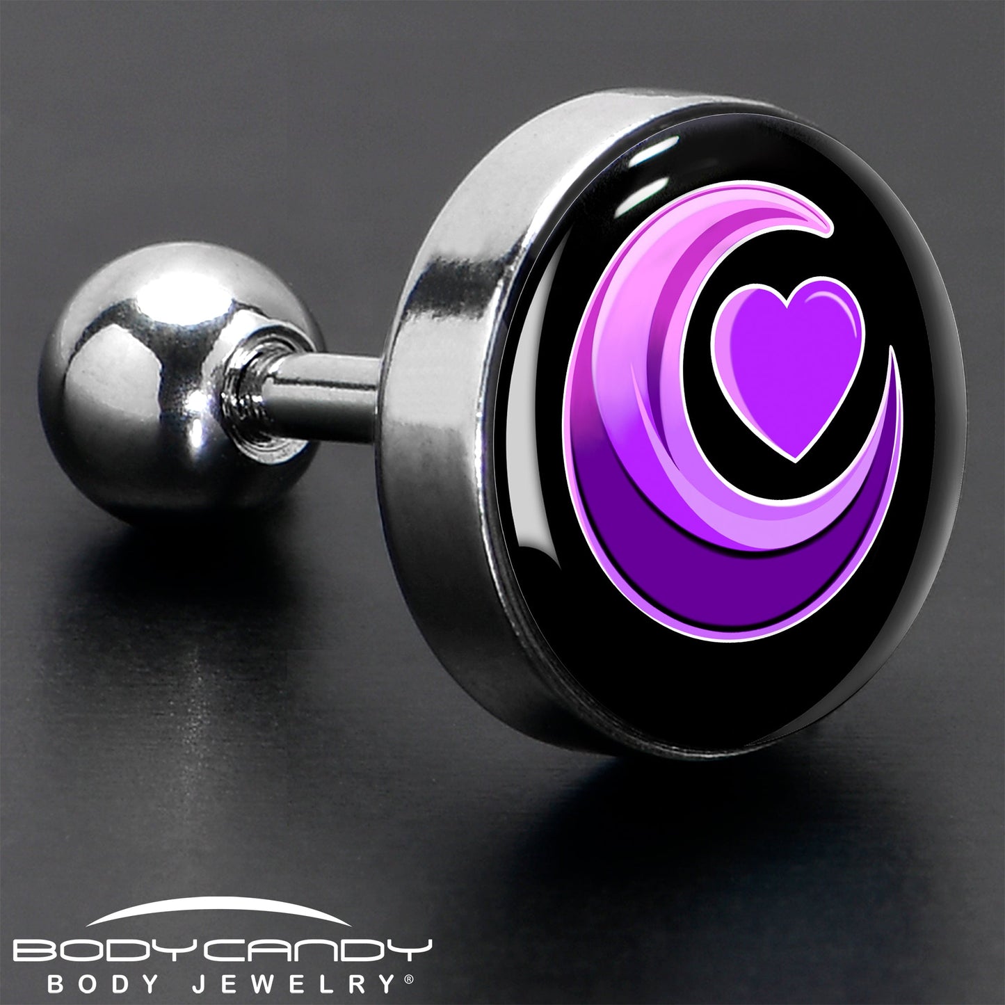 16G 1/4 Crescent Moon Heart Tragus Cartilage Earring by Onyx O