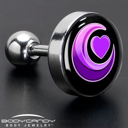 16G 1/4 Crescent Moon Heart Tragus Cartilage Earring by Onyx O