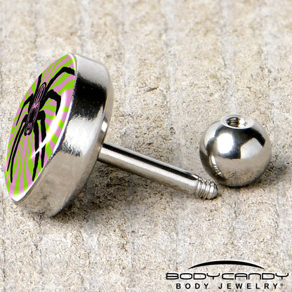 16G 1/4 Psychedelic Spider Tragus Cartilage Earring by Onyx O