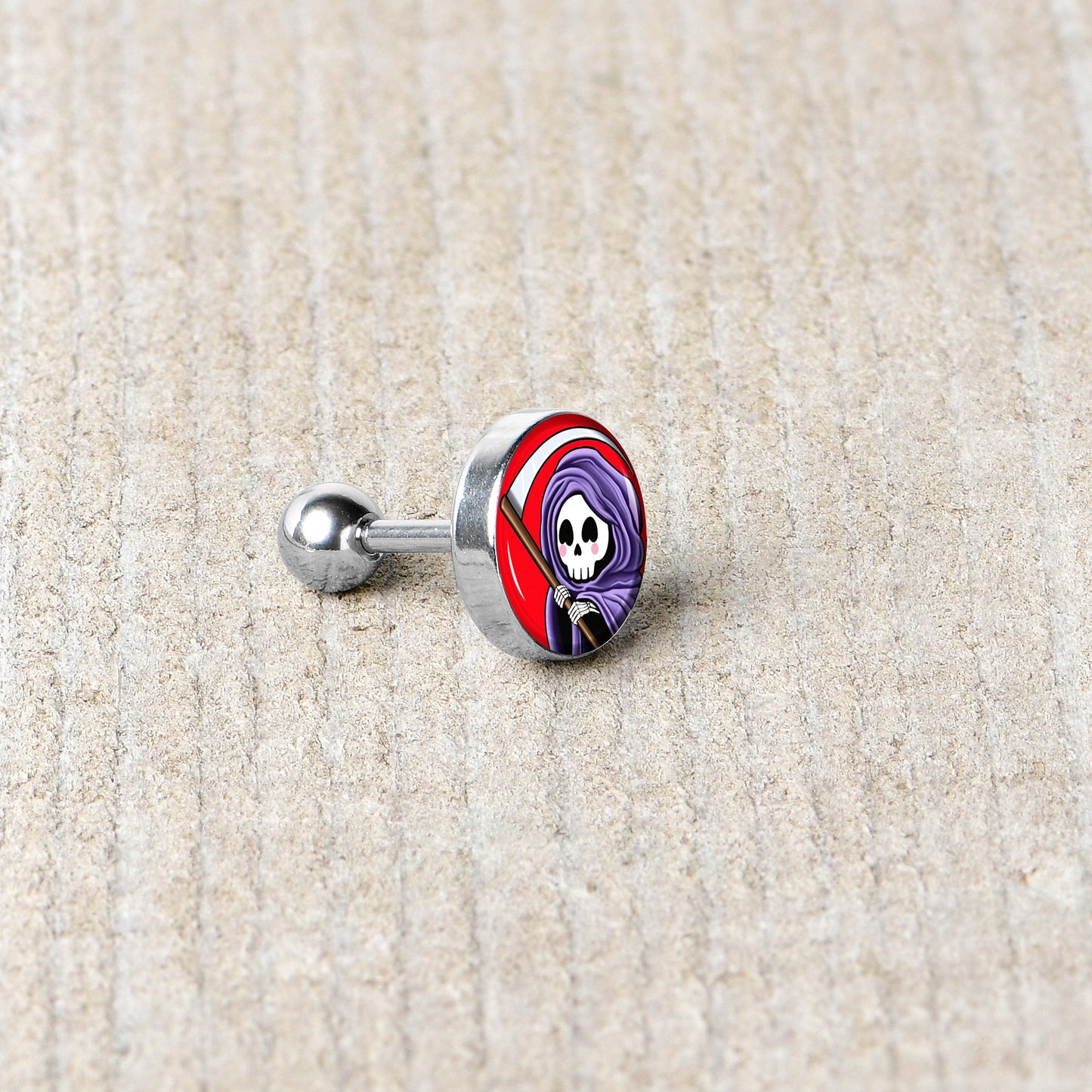 16G 1/4 Grim Reaper Cartilage Tragus Earring by Onyx O