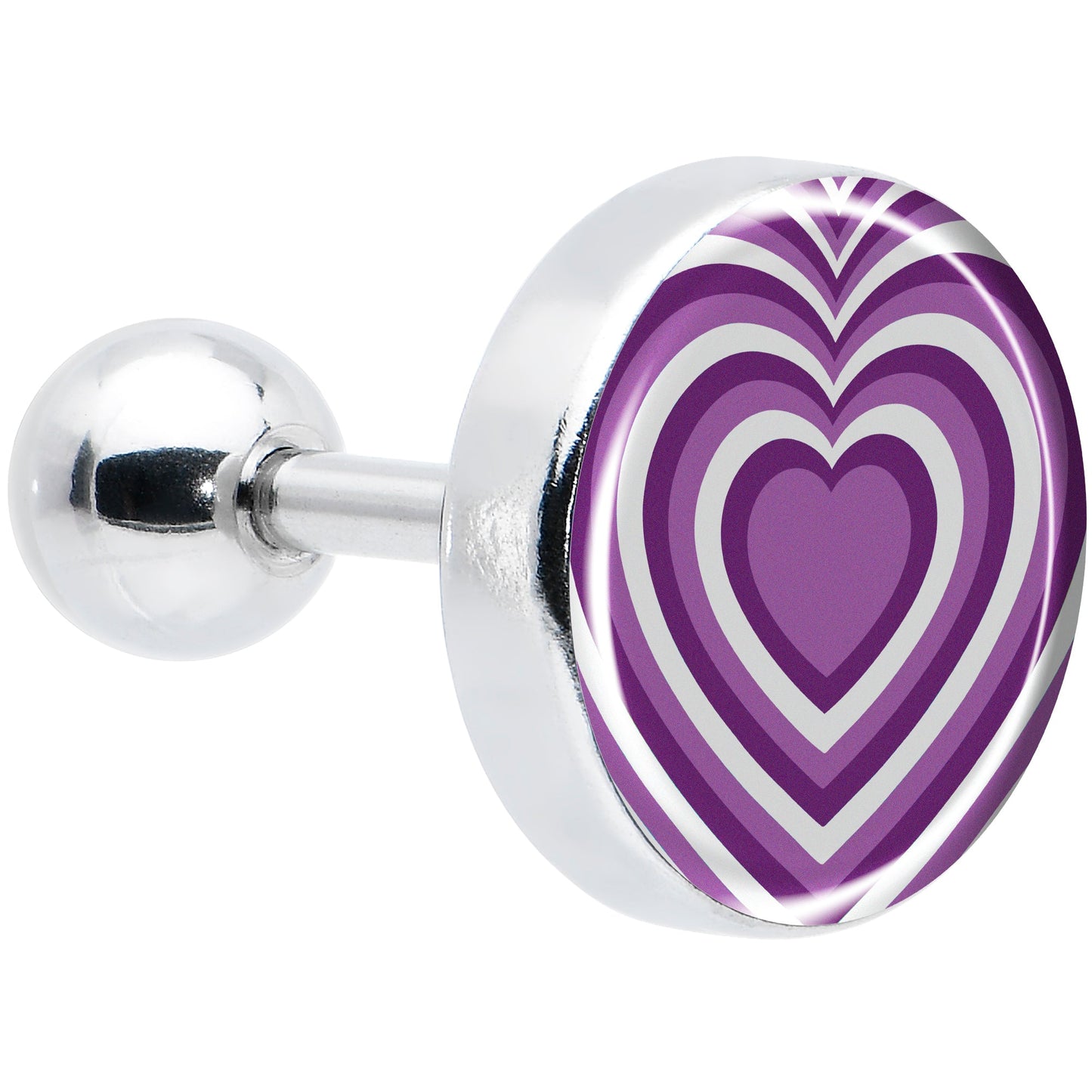 16G 1/4 Purple Retro Heart Tragus Cartilage Earring by Onyx O