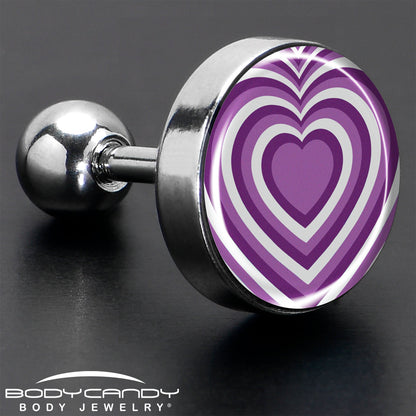 16G 1/4 Purple Retro Heart Tragus Cartilage Earring by Onyx O