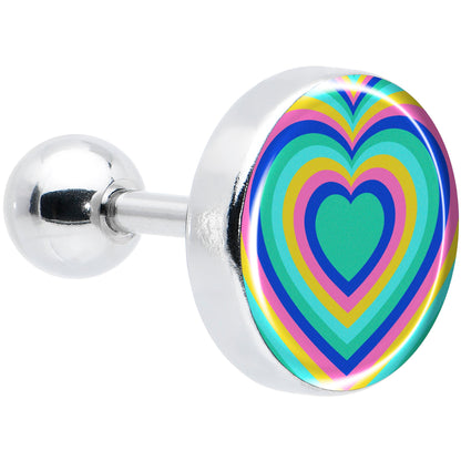 16G 1/4 Rainbow Retro Heart Tragus Cartilage Earring by Onyx O