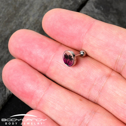 16G 1/4 Palm Tree Retro Sunset Tragus Cartilage Earring by Onyx O