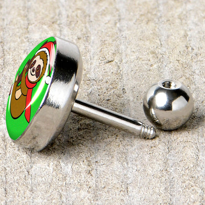 16G 1/4 Santa Sloth Tragus Cartilage Earring by Onyx O