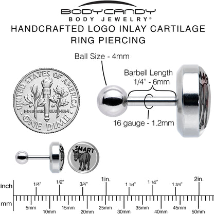 16G 1/4 Donkey Smart Ass Tragus Cartilage Earring by Onyx O
