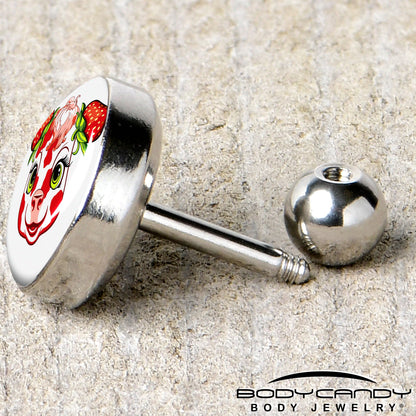 16G 1/4 Strawberry Cow Cartilage Tragus Earring by Onyx O