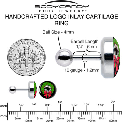 16G 1/4 Holiday Vampire Wreath Tragus Cartilage Earring by Onyx O