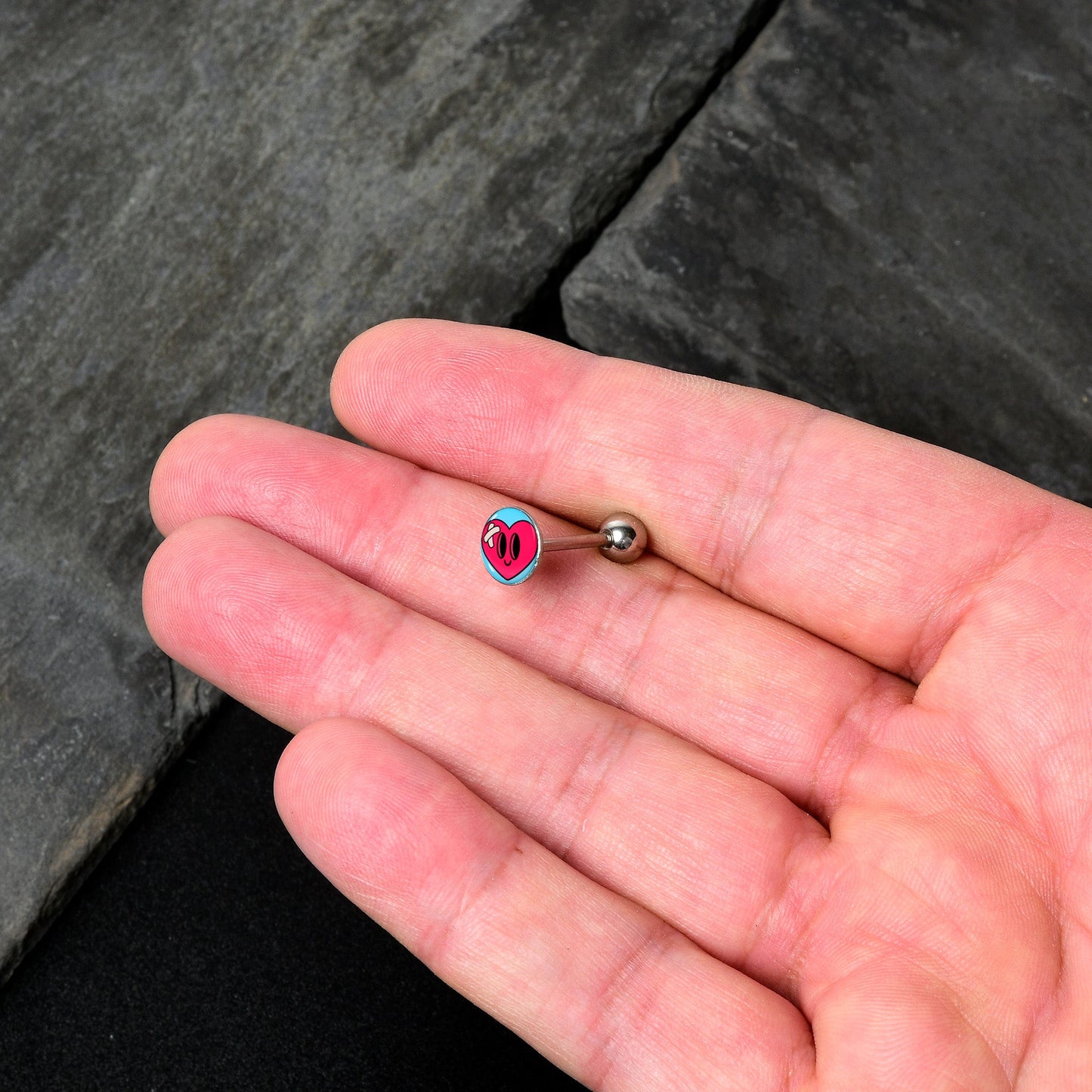 Heartbreak Bandaged Heart Barbell Tongue Ring by Onyx O