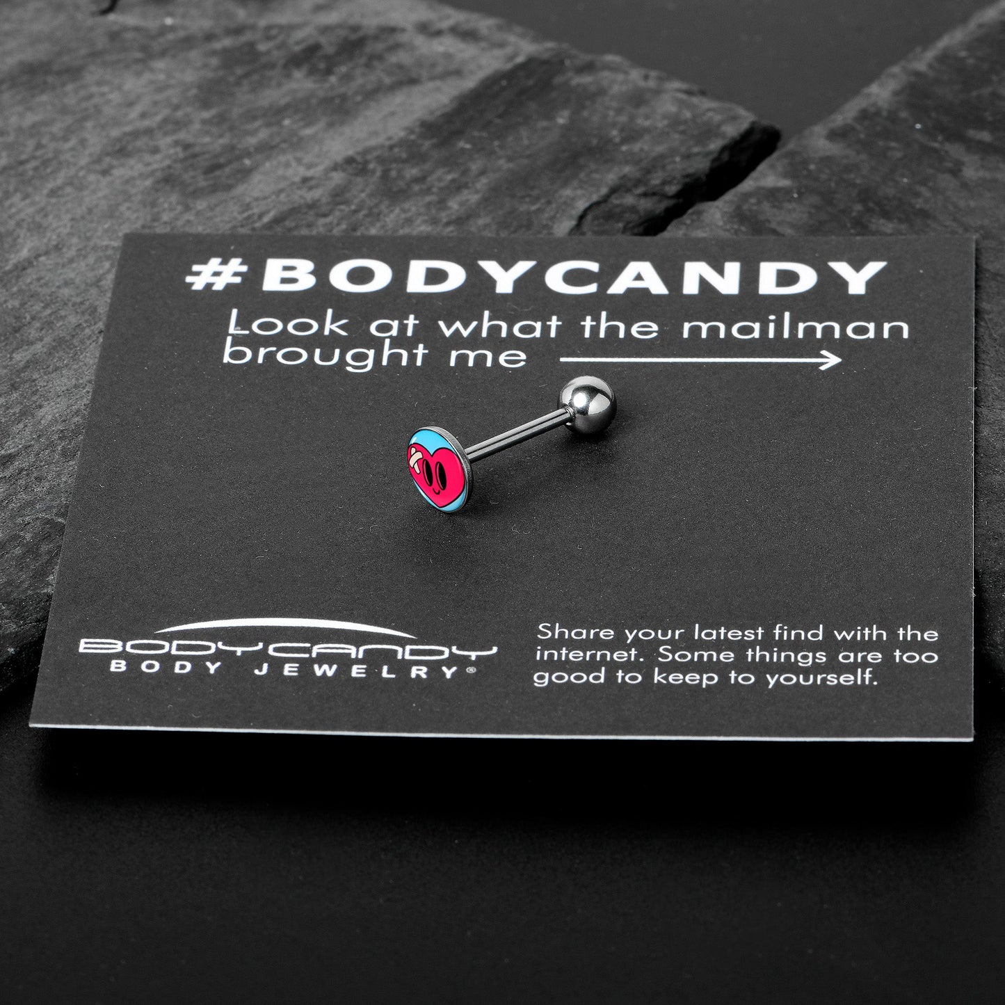 Heartbreak Bandaged Heart Barbell Tongue Ring by Onyx O