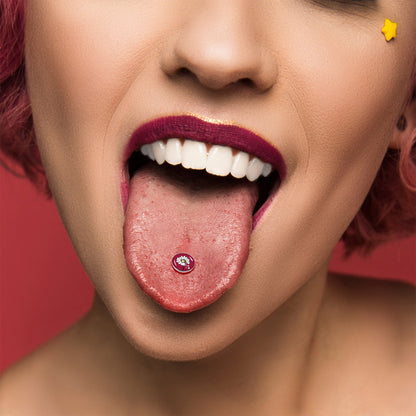 Love Me Not Flower Barbell Tongue Ring by Onyx O