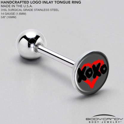 XOXO Heart Barbell Tongue Ring by Onyx O