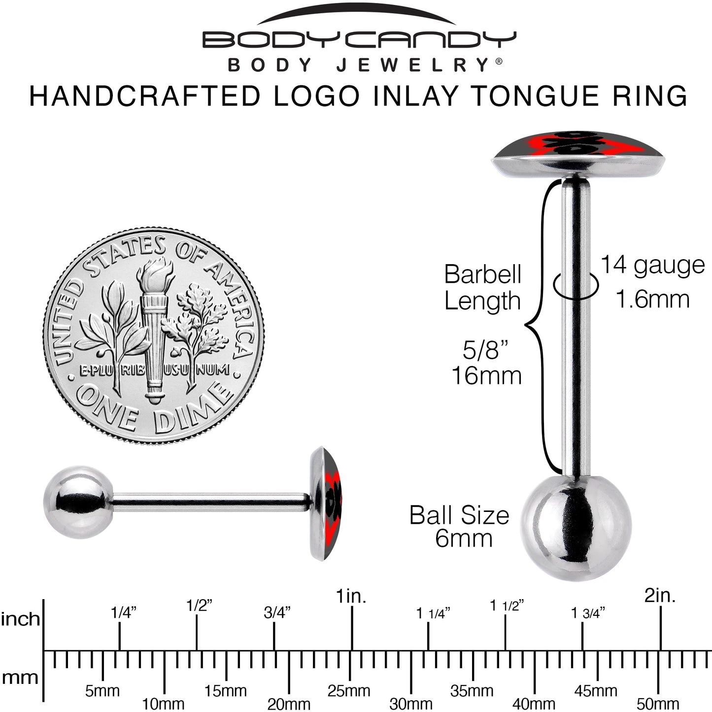 XOXO Heart Barbell Tongue Ring by Onyx O