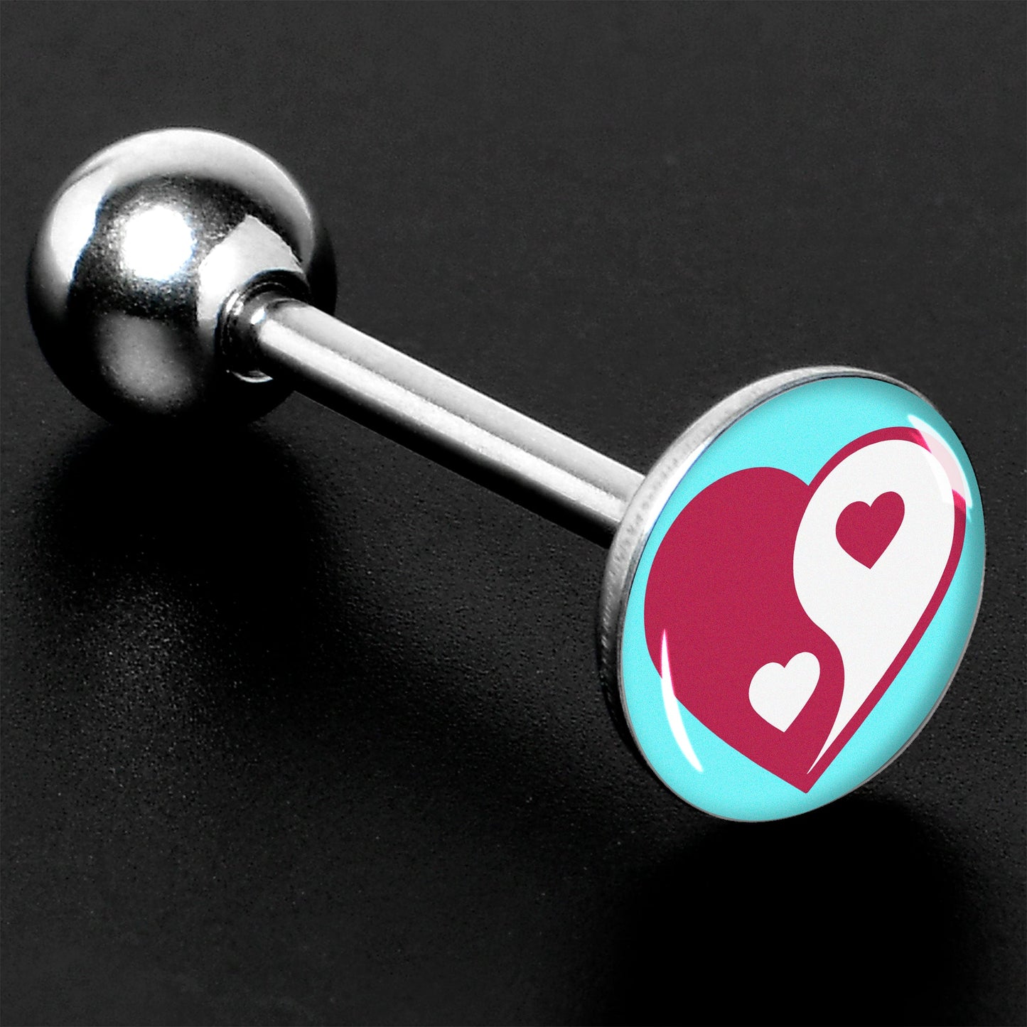 Love Yin Yang Heart Barbell Tongue Ring by Onyx O