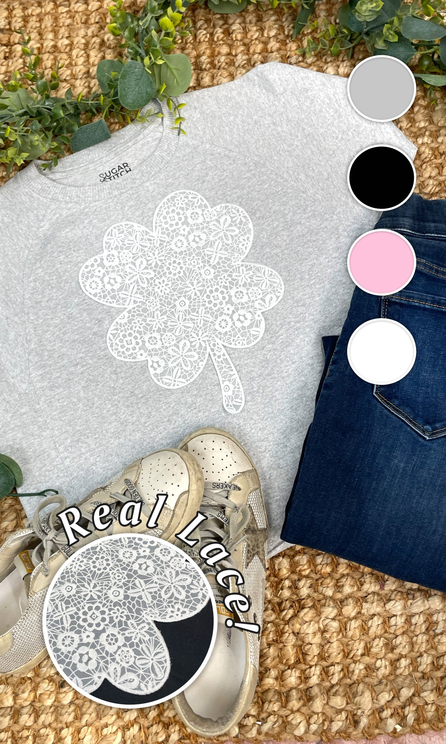 Clover Lace Graphic Edgy Shirt