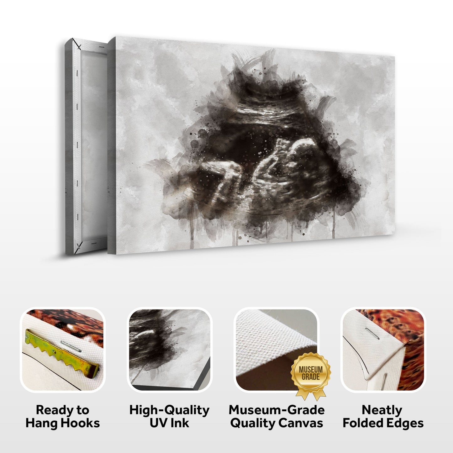 Custom Baby Ultrasound Watercolor Portrait