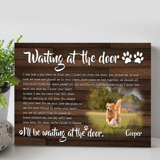 Custom Dog Portrait Waiting At The Door Sign