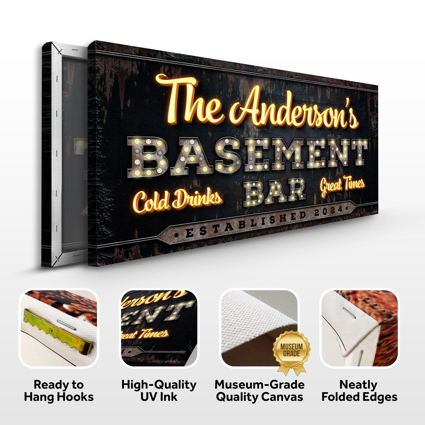 Custom Vintage Rust Basement Bar Sign III