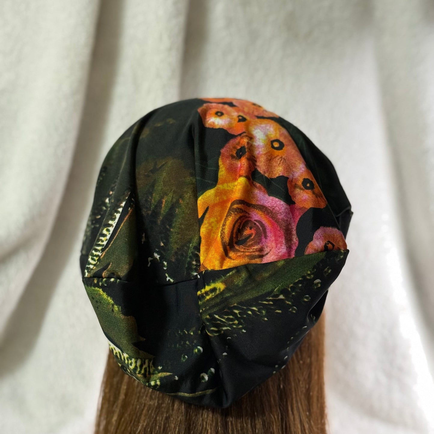 Midnight Bloom Lightweight Slouch Beanie – Upcycled Everyday Hat