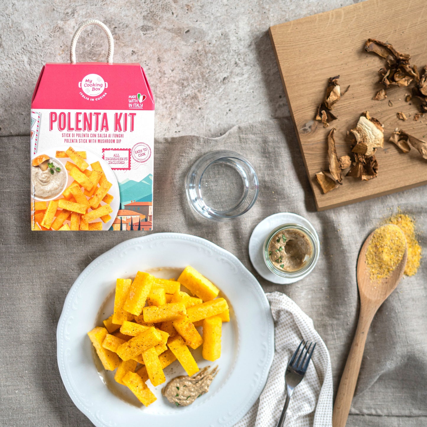 Early Black Friday! My Cooking Box, Polenta Mix Kit, Polenta Sticks with Mushroom Dip