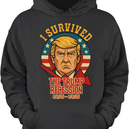 I Survived The Trump Recession Shirt – Funny 8647 Anti Trump Political Protest Tee, Anti MAGA Satire Dark Shirt For Democrat Supporters 682212