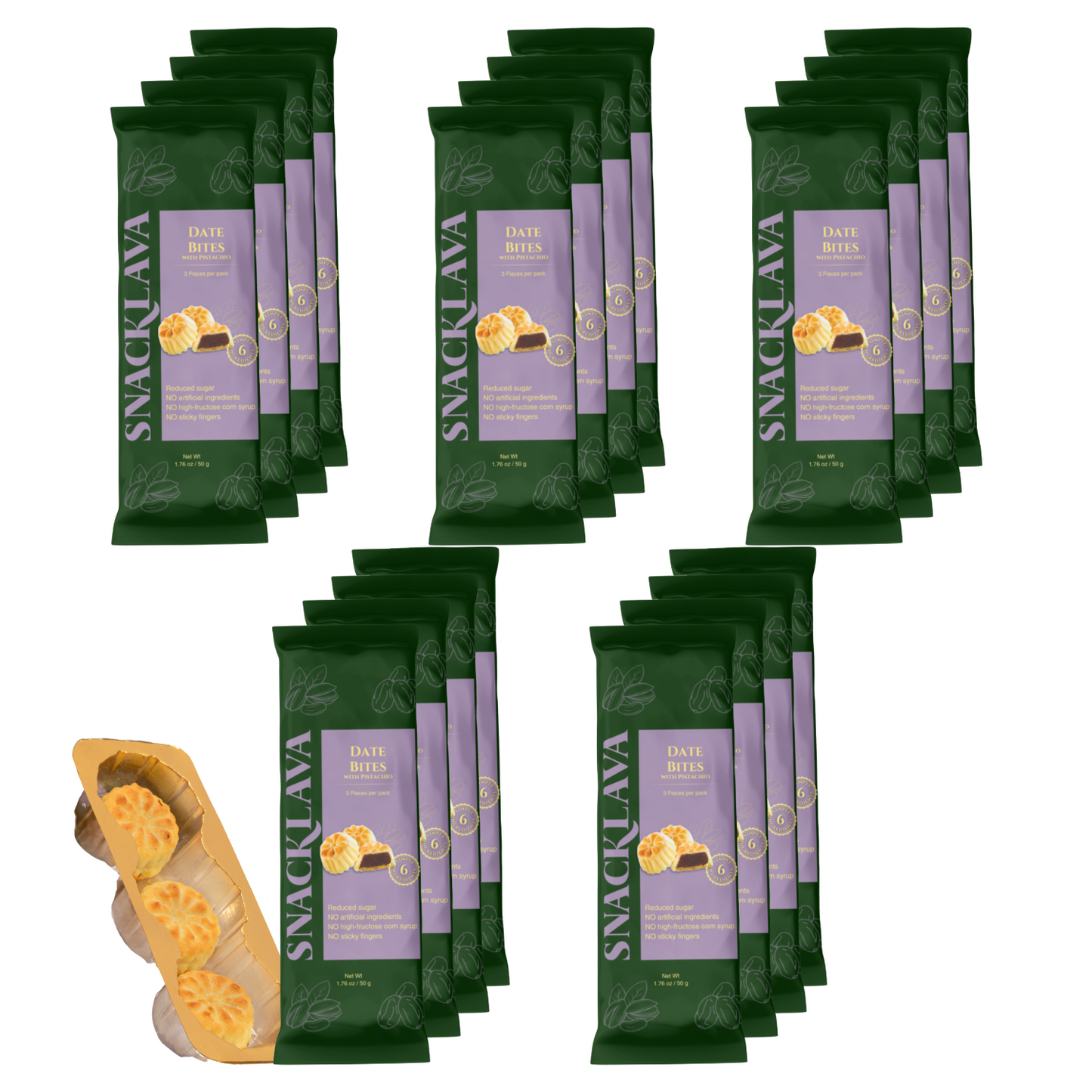 Dates Pistachio - Snacklava® | 20 Packs