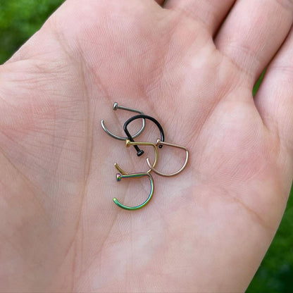 20G 3/8 Rose Gold Hue Implant Grade Titanium D Shape Nose Hoop