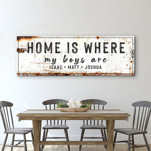 Home Is Where My Boys Are Family Sign IV