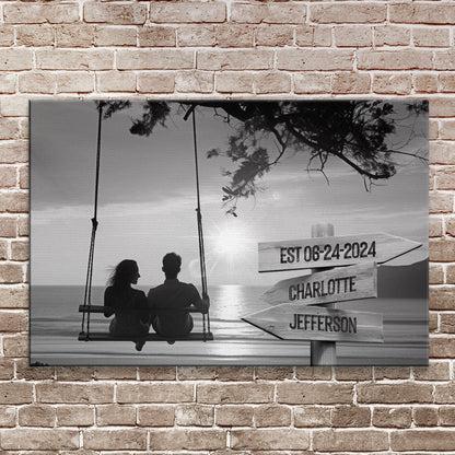 Romantic Swing Family Names Sign