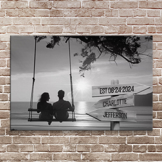 Romantic Swing Family Names Sign