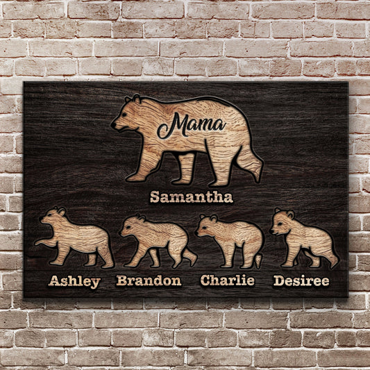 Mother's Day Sign Mother Bear and Cubs