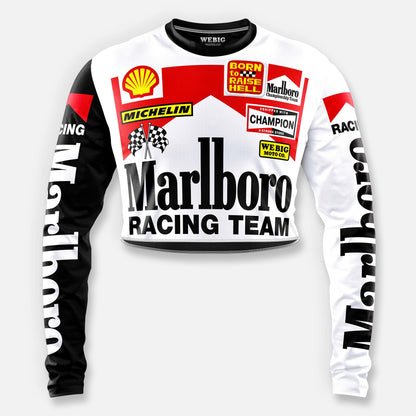 WOMENS CROP FORMULA 1 RACING JERSEY WHITE